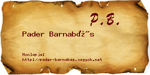 Pader Barnabás névjegykártya