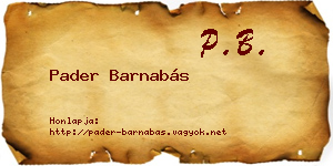 Pader Barnabás névjegykártya
